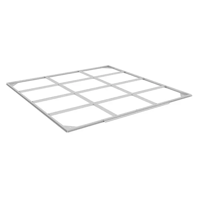 Gardol Bodenrahmen Cubus & Style Midi - Passend für: Gardol Gerätehaus Cubus - Ansicht eines Stahlstrukturgitters mit quadratischen Abschnitten. Dieses Konstruktionselement ist ideal für tragfähige Anwendungen.