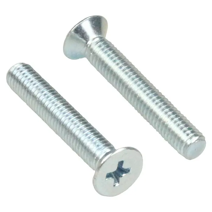 Profi Depot Gewindeschraube VZ - Länge: 16 mm, M 3, Verzinkt, 100 Stk. - Zwei Senkkopfschrauben aus Metall. Ideal für bündige Befestigungen in Holz und anderen Materialien, hohe Festigkeit und Korrosionsbeständigkeit.