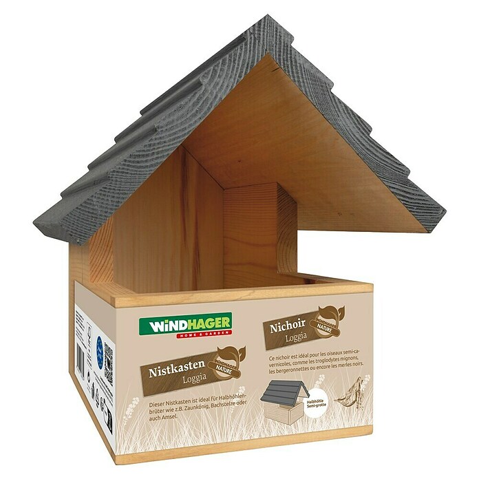 Windhager Nistkasten Loggia (Natur/Grau, Kiefer, 21,5 x 26,5 x 20 cm (H x B x T)) | BAUHAUS