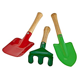 Windhager Kinder-Schaufel Set 3-teilig mit Rechen (Grün/Rot)