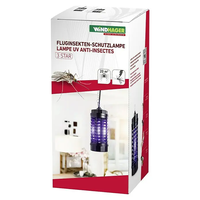 Windhager Insektenvernichter 3 Star - 1.000 V, Wirkungsbereich: 20 m² - Eine Windhager Insektenvernichtungslampe in der Verpackung.