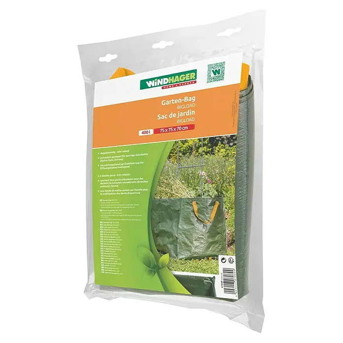 Windhager Gartenabfallsack Bigload - Fassungsvermögen: 400 l, Grün - Gartensack Bigload von Windhager: 400 Liter Fassungsvermögen, verstärkte Kanten, ideal für sperrige Gartenabfälle.