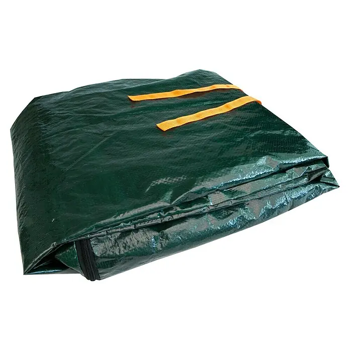 Windhager Gartenabfallsack Laderaumschutz - 170 x 120 cm, HDPE-Kunststoff - Aufbewahrungstasche in dunkelgrüner Farbe mit zwei orangefarbenen Tragegriffen und einem schwarzen Reißverschluss.