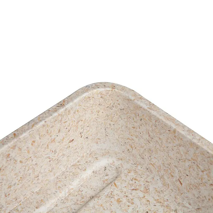 Windhager Anzuchtschale Greenline ECO natur - L x B: 382 x 242 mm, Beige - Detailaufnahme einer beigefarbenen Pflanzschale aus recyceltem Material mit einer interessanten Textur. Ideal für Zimmerpflanzen.