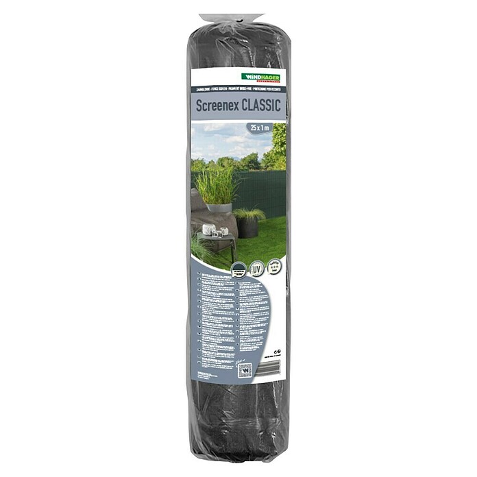 Windhager Zaunblende Screenex Classic (Anthrazit, Kunststoff, L x H: 25 x 1 m) | BAUHAUS