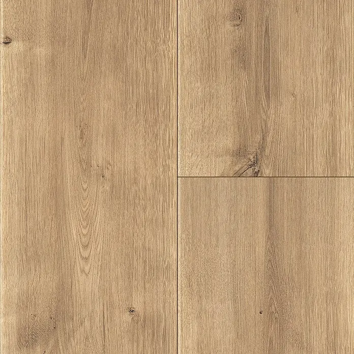 LOGOCLIC Vinto Laminat - Eiche Palazzo, Landhausdiele, 1.288 x 330 x 8 mm - Nahaufnahme von vier Holzdielen mit einer natürlich wirkenden Maserung, ideal für Bodenbeläge.