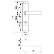 Herraje de protección (Puerta principal, Grosor de puerta: 35 - 45 mm, Aluminio, Cilindro de perfil PZ)