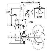 Grohe Vitalio Joy Douchesysteem 260 (Gatafstand: 100,5 cm, Aantal straalsoorten: 3 st., Chroom) | BAUHAUS