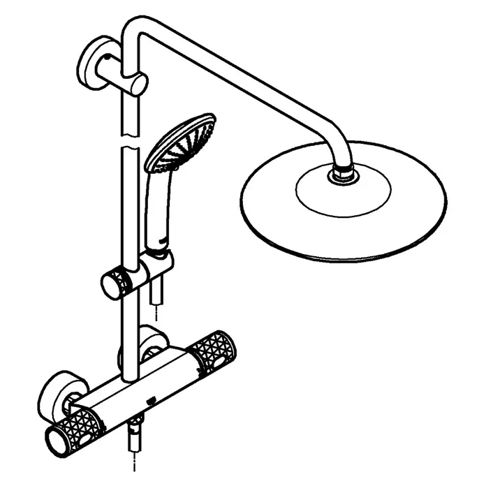 Grohe Vitalio Joy Duschsystem 260 - Mit Thermostatarmatur, Lochabstand: 100,5 cm, Anzahl Strahlarten: 3 Stk., Chrom - Dusche mit Thermostatarmatur, Kopf- und Handbrause. Elegantes Design für moderne Badezimmer.