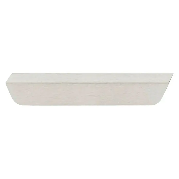 Häfele Tirador para muebles 106.60.041 - L x An x Al: 6,9 x 2,5 x 3,2 cm, Aluminio - Una tira de madera rectangular de color claro con bordes biselados, ideal para estantes o decoraciones de pared.