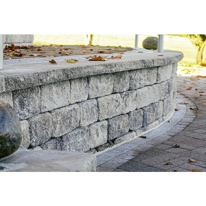 Seesteiner Mauerstein Karo Felsino (Anthrazit, L x B x H: 30 x 20 x 14 cm, Beton)
