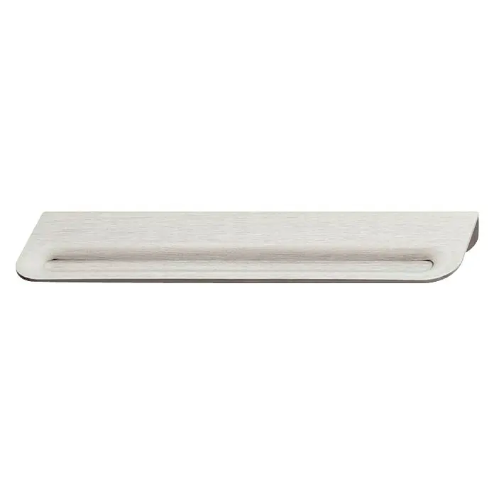 Häfele Tirador para muebles 106.60.036 - L x An x Al: 21,4 x 5 x 2 cm, Aluminio - Primer plano de una barra de extracción de muebles moderna de color plateado con un asa elegante y empotrada para cajones y armarios.