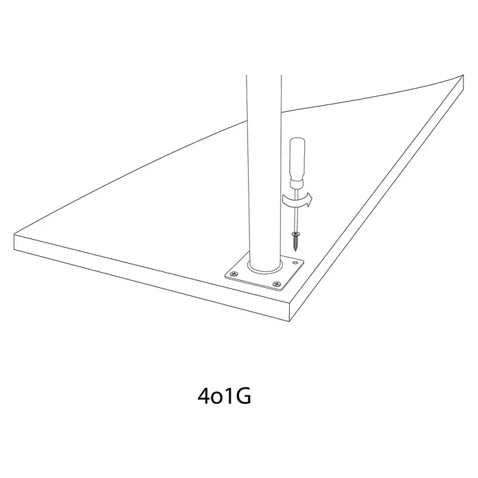 Rei Möbelfuß D30 - Ø x H: 3 x 15 cm, Traglast: 150 kg, Stahl, Silber - Befestigung einer zylindrischen Stange an einer Holzfläche mit Schraubendreher und Schrauben.