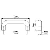 Ručka za namještaj  (Tip ručke za namještaj: Šipka, D x Š x V: 74 x 10 x 29 mm, Čelik, Poniklano) | BAUHAUS