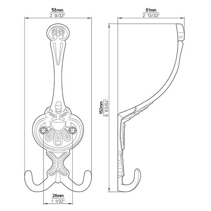 Siro Garderobna kuka  (D x Š x V: 152 x 58 x 61 mm) | BAUHAUS
