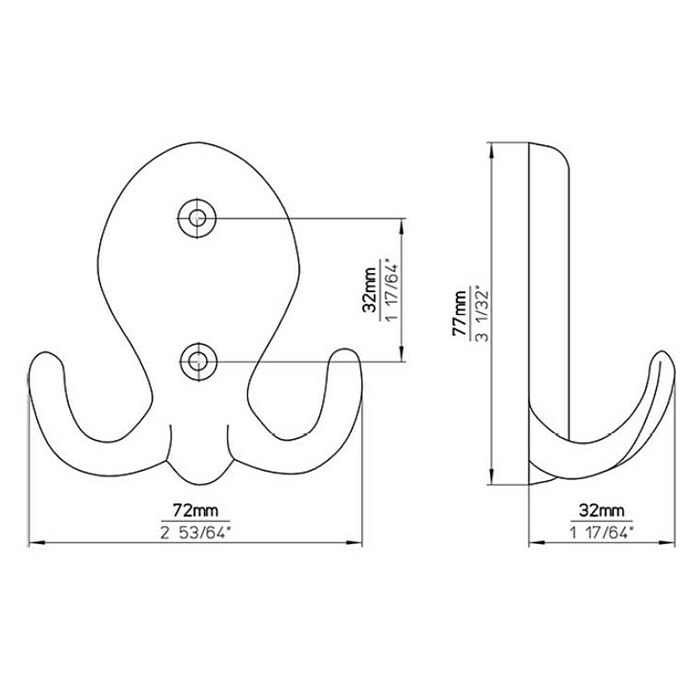 Siro Garderobna kuka  (D x Š x V: 77 x 72 x 32 mm) | BAUHAUS