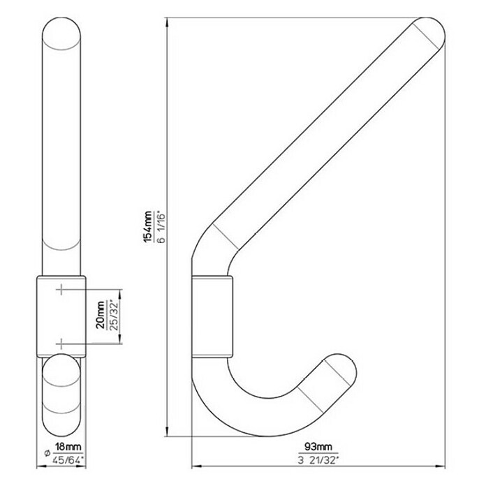 Siro Garderobna kuka  (D x Š x V: 154 x 18 x 93 mm) | BAUHAUS