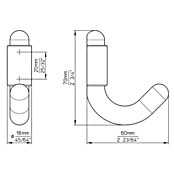 Siro Garderobna kuka  (D x Š x V: 70 x 18 x 60 mm) | BAUHAUS
