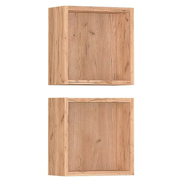 Astor Repisa - 2 pzs., 31 x 14,5 x 30 cm, Roble claro - Dos estantes de madera de forma cuadrada apilados, en color de madera natural para una decoración de pared elegante.