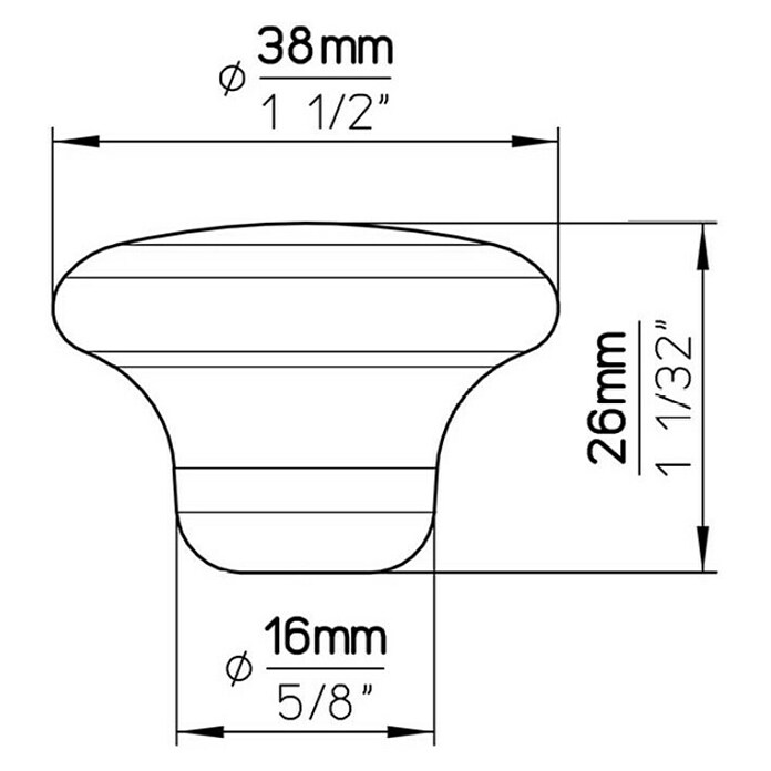 Siro Ručkica za namještaj  (Tip ručke za namještaj: Gumb, D x Š x V: 38 x 16 x 26 mm) | BAUHAUS