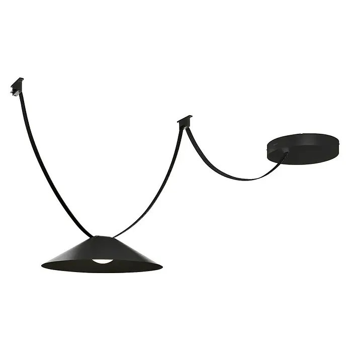 Paulmann ULine LED-Pendelleuchte rund Cone Set - 14 W, Ø x H: 35 x 9 cm, Schwarz, Warmweiß - Schwarze Pendelleuchte mit konischem Schirm und sichtbarer Lichtquelle. Verstellbares Textilkabel mit Deckenbefestigungen und Deckenrosette.