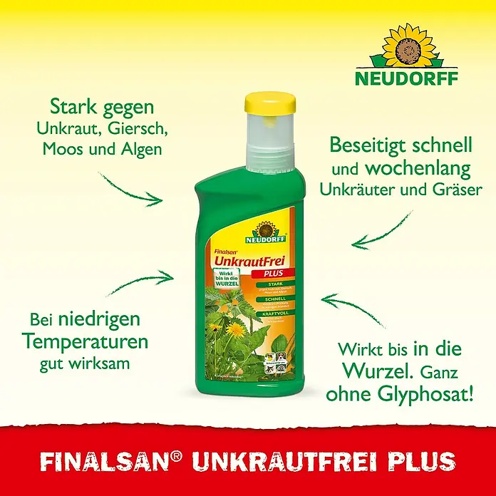 Neudorff Finalsan Unkrautfrei Plus - 500 ml - Produktbild von "Finalsan UnkrautFrei Plus" zur Unkrautbekämpfung, effektiv gegen Unkraut, Moos und Algen, ohne Glyphosat.