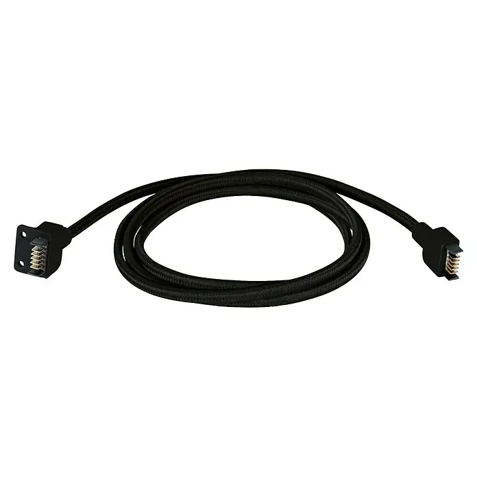 Paulmann Linion Einspeisekabel - 175 cm, Schwarz - Ein schwarzes Kabel mit zwei schwarzen Steckern an jedem Ende, die jeweils fünf goldene Kontakte haben.
