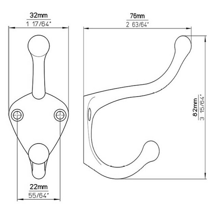 Siro Garderobna kljuka  (Do x Š x V: 82 x 32 x 76 mm) | 1150 - Möbelknöpfe und Griffe | AAEB - Möbelbeschläge | AAE - Beschläge | AA - Eisenwaren | A - Eisenwaren | BAUHAUS