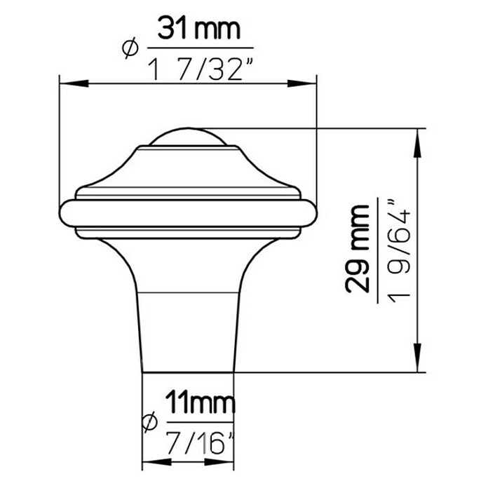 Siro Gumb za pohištvo  (Vrsta pohištvenega ročaja: Gumb, Do x Š x V: 31 x 11 x 29 mm, Jeklo) | 1150 - Möbelknöpfe und Griffe | AAEB - Möbelbeschläge | AAE - Beschläge | AA - Eisenwaren | A - Eisenwaren | BAUHAUS