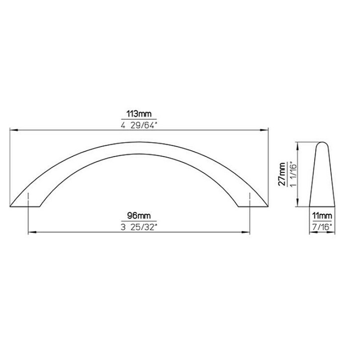 Siro Pohištveni ročaj  (Vrsta pohištvenega ročaja: Drog, Do x Š x V: 113 x 11 x 27 mm, Aluminij, Sijaj) | 1150 - Möbelknöpfe und Griffe | AAEB - Möbelbeschläge | AAE - Beschläge | AA - Eisenwaren | A - Eisenwaren | BAUHAUS