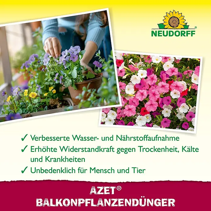 Neudorff Azet Balkonpflanzendünger - 2 l, Geeignet für: Balkonpflanzen - Neudorff AZET® Balkonpflanzendünger für kräftigere, gesündere Pflanzen und üppige Blüten.