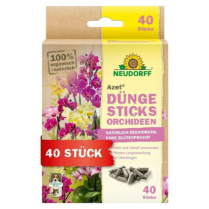 Neudorff Azet Düngestäbchen Orchideen - 40 Stk. - Produktbild von Neudorff Azet Düngestäbchen für Orchideen. 100% organisch und natürlich für eine beeindruckende Blütenpracht.