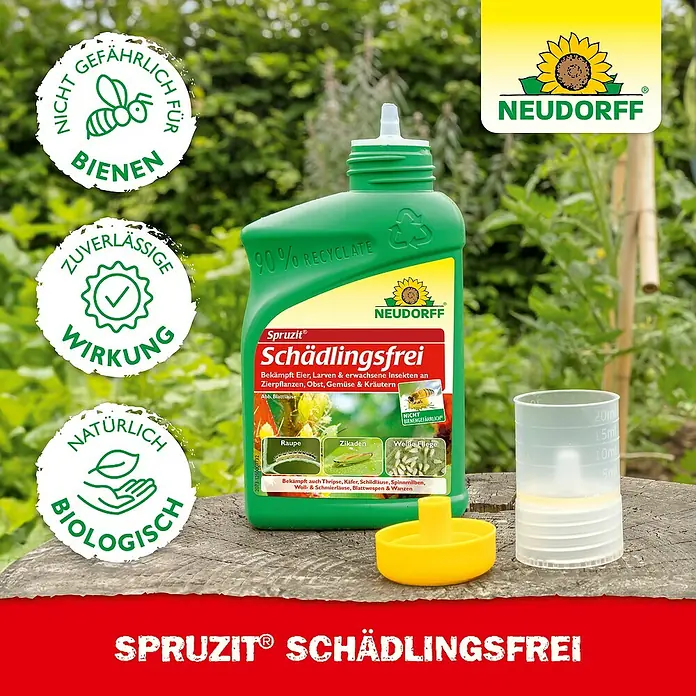 Neudorff Spruzit Schädlingsfrei - 100 ml, Nicht Anwendungsfertig - Das Schädlingsbekämpfungsmittel Spruzit® Schädlingsfrei von Neudorff ist ein zuverlässiger Schutz für Zierpflanzen, Obst, Gemüse und Kräuter.