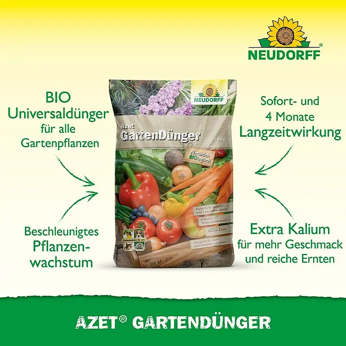Neudorff Azet Gartendünger - 10 kg - Neudorff Azet Gartendünger (10kg) Beutel, bewirbt Bio-Qualität, Langzeitwirkung für Wachstum, Geschmack und reiche Ernten.