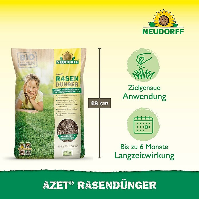 Neudorff Azet Rasendünger (10 kg, Inhalt ausreichend für ca.: 200 m²)