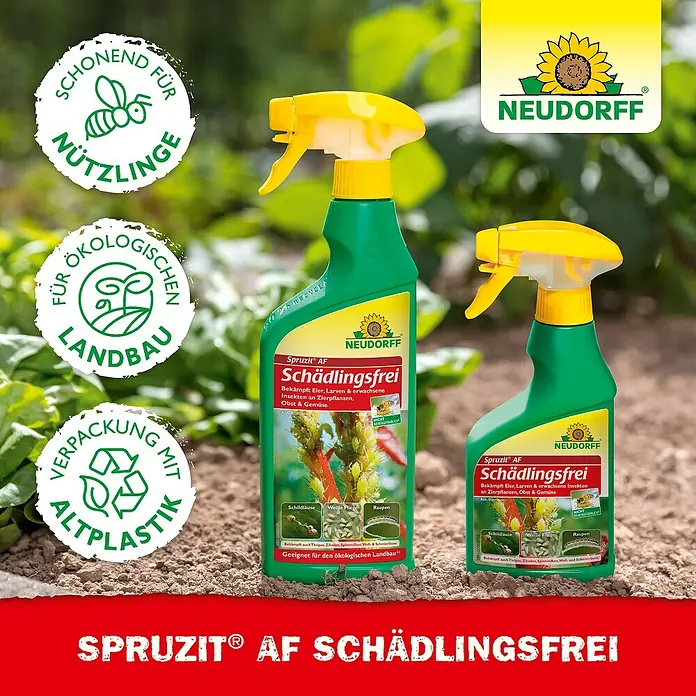 Neudorff Spruzit Schädlingsfrei - 250 ml, Anwendungsfertig - Zwei Flaschen Spruzit AF Schädlingsfrei Insektenspray von Neudorff, um Schädlinge auf Pflanzen zu bekämpfen.
