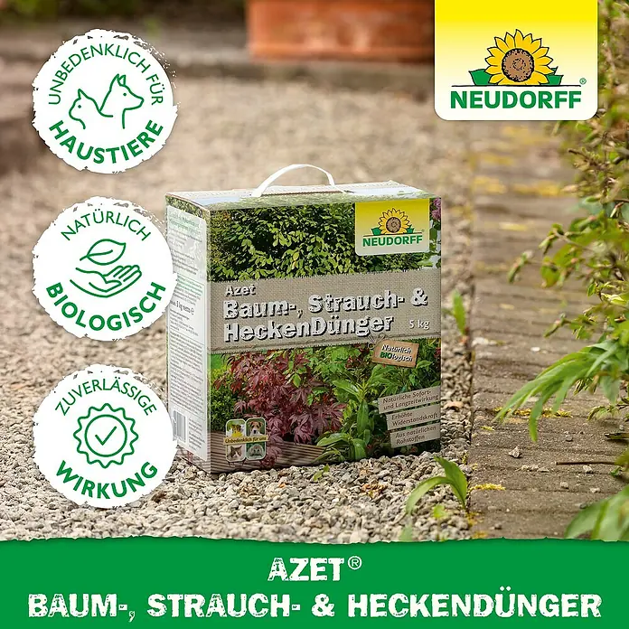 Neudorff Azet Strauch- & Heckendünger - 1 kg - AZET Baum-, Strauch- & Heckendünger 5kg von Neudorff: Natürlich, biologisch und unbedenklich für Haustiere für zuverlässige Wirkung im Garten.