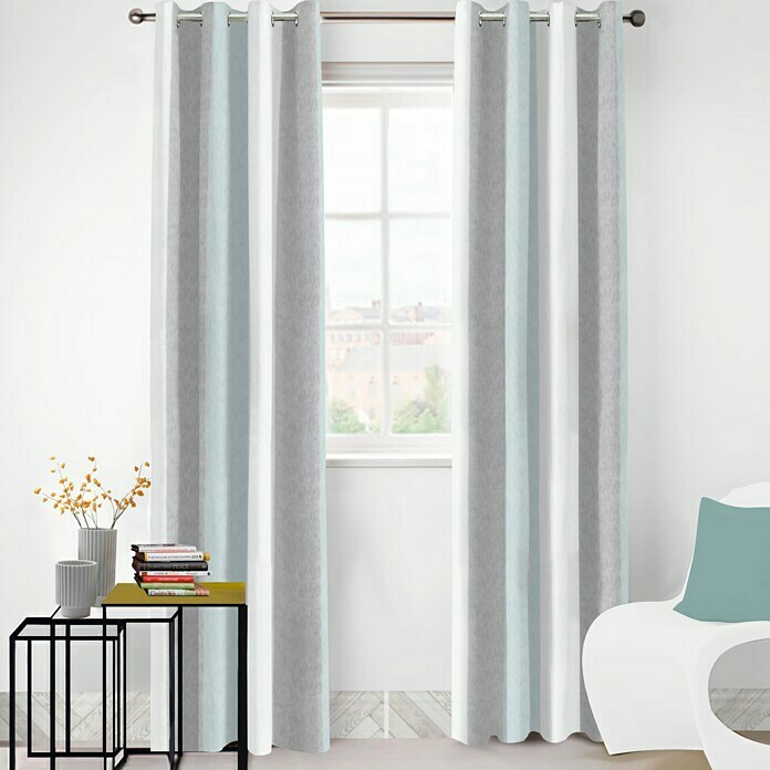 Visillo para ventana Dax (140 x 250 cm, 100% poliéster, Blanco/Azul/Gris)
