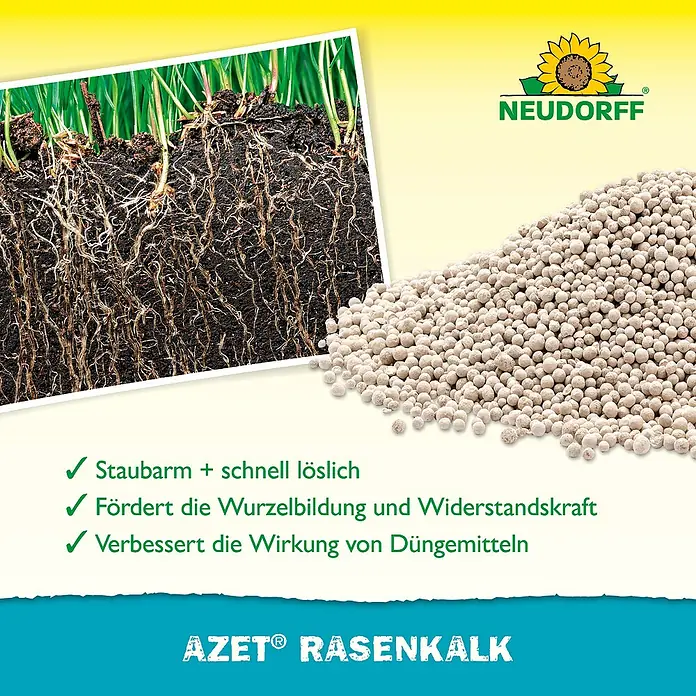 Neudorff Azet Garten- & Rasenkalk - 10 kg, Max. Anwendungsfläche: 200 m² - Produktbild von Neudorff Azet Rasenkalk, einem Dünger zur Förderung von Wurzelbildung und Widerstandskraft für einen gesunden Rasen.