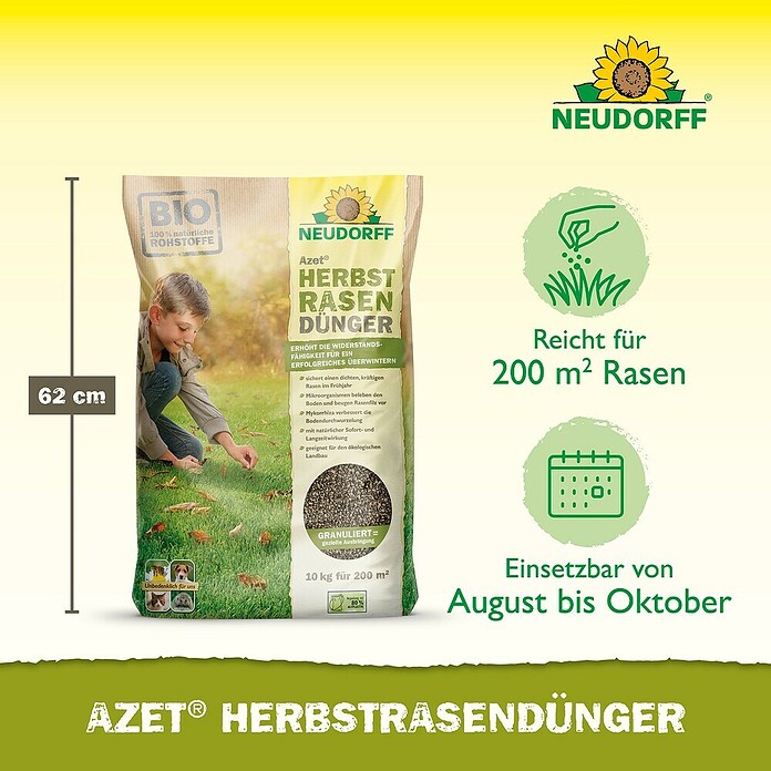 Neudorff Azet Herbstrasendünger (10 kg, Inhalt ausreichend für ca.: 200 m²)