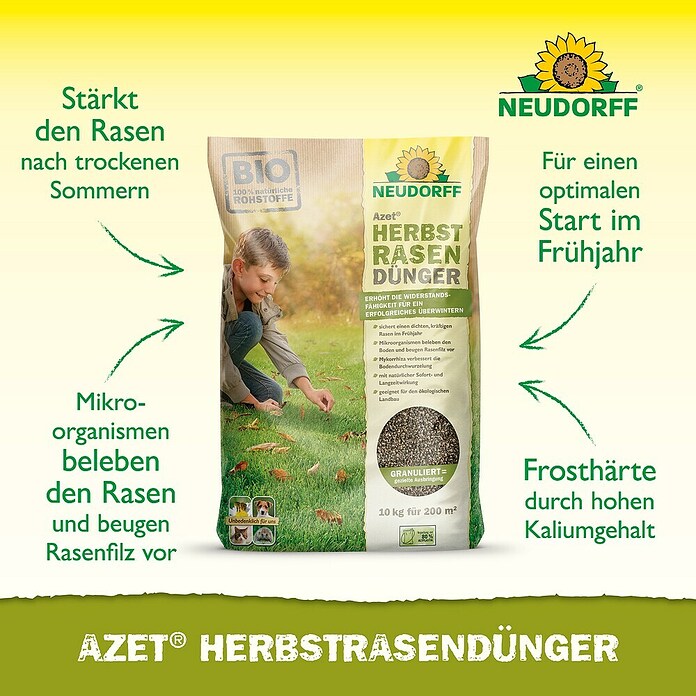 Neudorff Azet Herbstrasendünger (10 kg, Inhalt ausreichend für ca.: 200 m²)