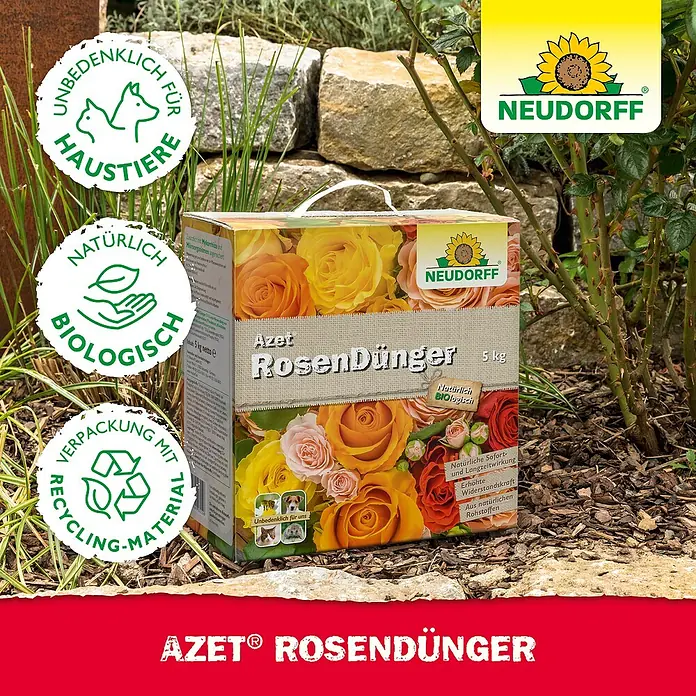 Neudorff Azet Rosendünger - 2,5 kg - Azet Rosendünger: Natürlicher, biologischer Rosen Dünger für eine Sofort- und Langzeitwirkung und erhöhte Widerstandskraft.
