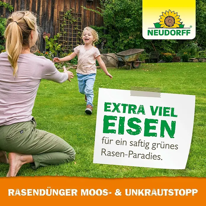Neudorff Rasendünger Moos- & Unkrautstopp - 1,3 g, 1 l, Max. Anwendungsfläche: 100 m² - Rasendünger von Neudorff für einen saftig grünen Rasen. Moos- & Unkrautstopp mit extra viel Eisen für das perfekte Rasen-Paradies.