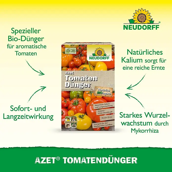 Neudorff Azet Tomatendünger - 1 kg - Abbildung des Neudorff Azet Tomatendüngers, ein Bio-Dünger für aromatische Tomaten und reiche Ernten.