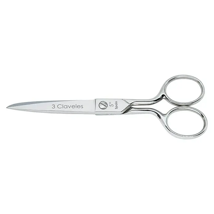 3 Claveles Tijera universal multiusos - Longitud de corte: 5 ", Acero - Tijeras metálicas plateadas 3 Claveles, 5 pulgadas, fabricadas en España.