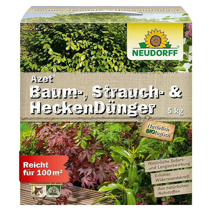 Neudorff Azet Strauch- & Heckendünger - 5 kg - Neudorff Azet Baum-, Strauch- & Heckendünger, 5 kg Sack. Biologisch und tierfreundlich, reicht für 100m².