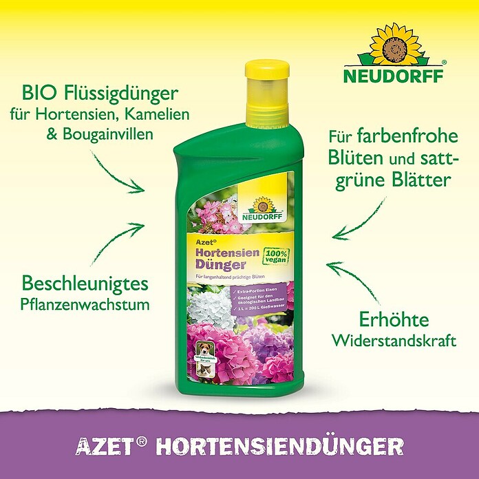 Azet Hortensiendnger Neudorff Hortensien- Und Kamelien-Dnger 1 L  Hortensiendnger Flssig