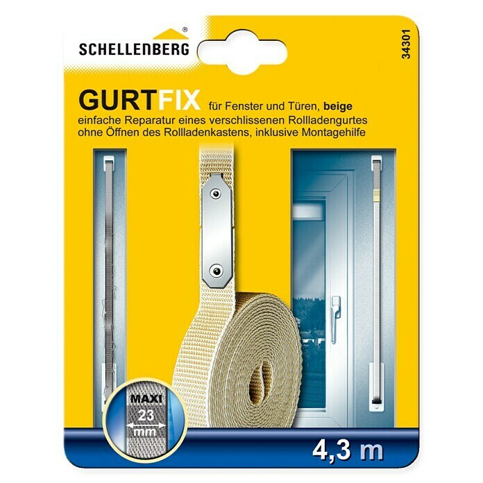 Schellenberg Gurtfix MaxiLänge: 4,3 m, Gurtbreite: 23 mm, Beige Front View