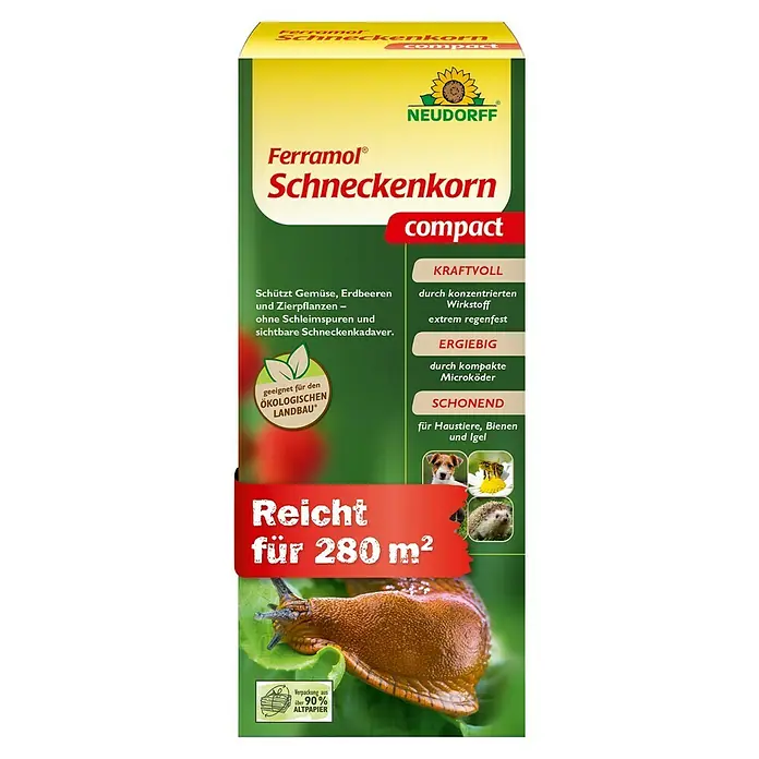 Neudorff Ferramol Schneckenkorn - 700 g - Ferramol Schneckenkorn Compact: Wirksames Schneckenkorn, schont Haustiere und Igel, ideal für Gemüse, Erdbeeren und Zierpflanzen.