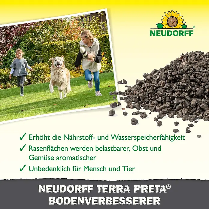 Neudorff Terra Preta Bodenverbesserer - 10 kg - Bild von Neudorff Terra Preta Bodenverbesserer, ein Bodenverbesserungsmittel für Garten und Pflanzen.